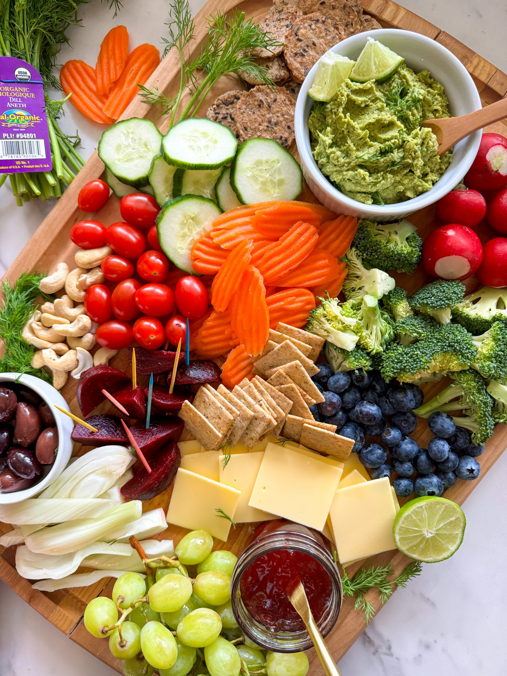 Veggie Charcuterie Board with Cilantro Hummus - Grimmway Farms